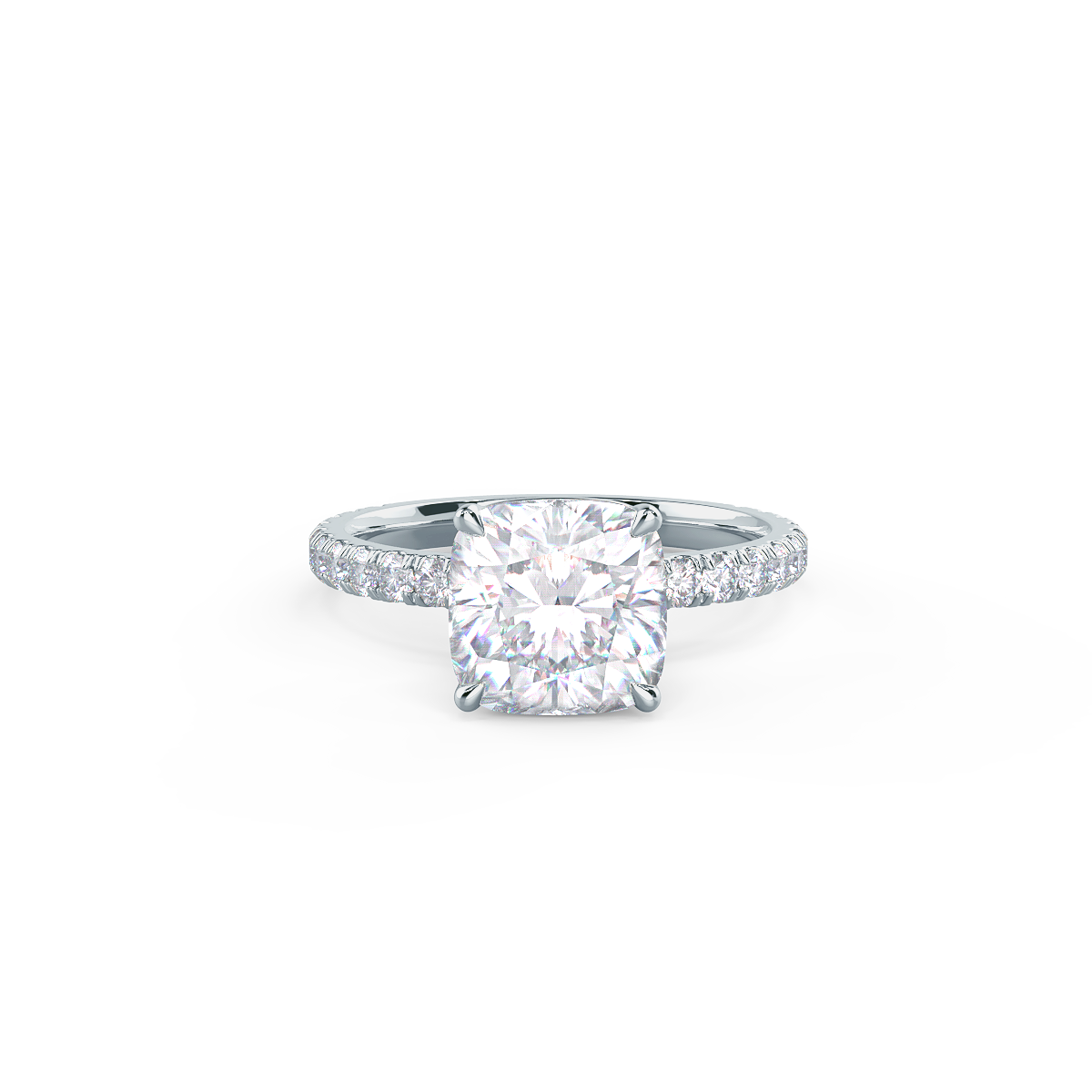 2.50CT Cushion Cut Moissanite Petite Pave Diamond Engagement Ring