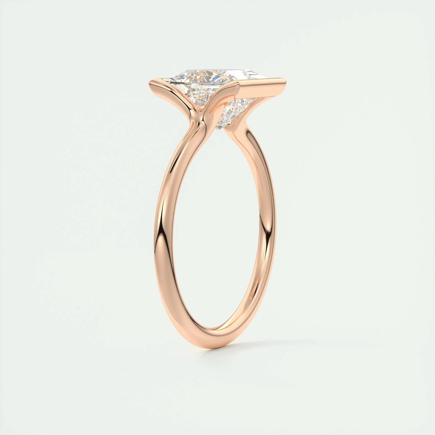 2.08CT Half Bezel Princess Solitaire Moissanite Engagement Ring