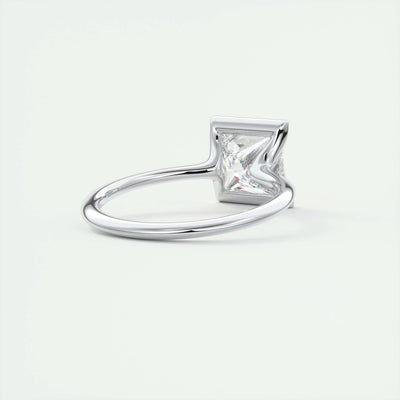 2.08CT Half Bezel Princess Solitaire Moissanite Engagement Ring