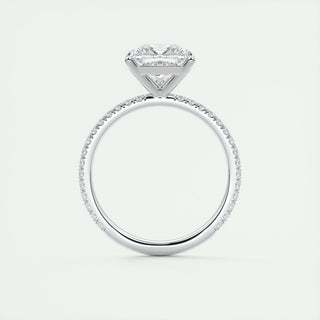 2.08CT Princess Cut Pave Moissanite Diamond Engagement Ring