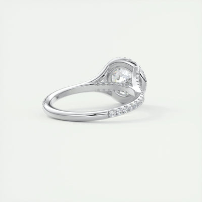 2.0CT Round Cut Halo Moissanite Diamond Engagement Ring