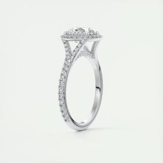 2.0CT Round Cut Halo Moissanite Diamond Engagement Ring