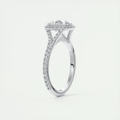 2.0CT Round Cut Halo Moissanite Diamond Engagement Ring