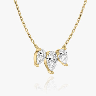 2.0TCW Pear F/VS Lab Grown Diamond Three Stone Necklace