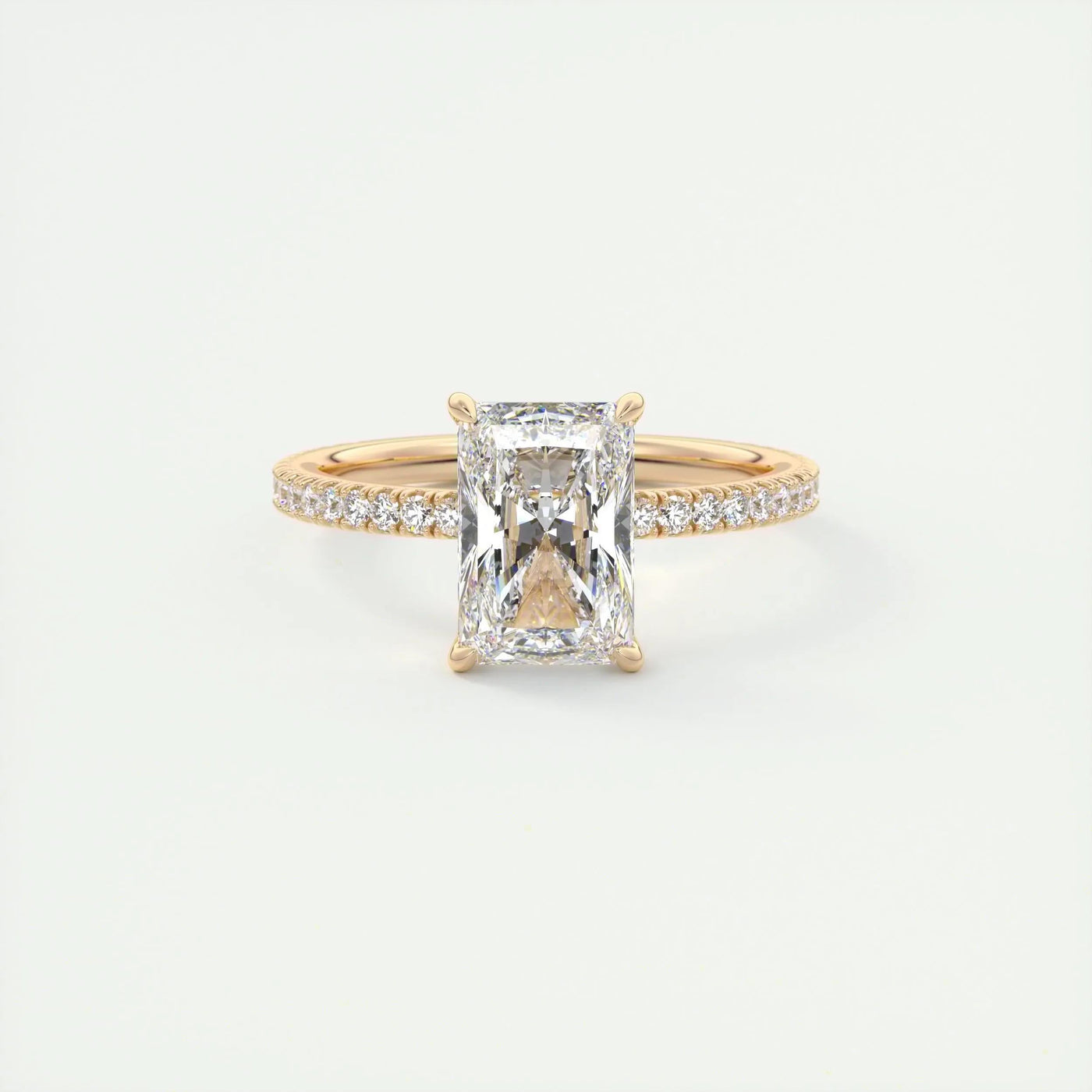 2.10CT Radiant Cut Pave Moissanite Diamond Engagement Ring