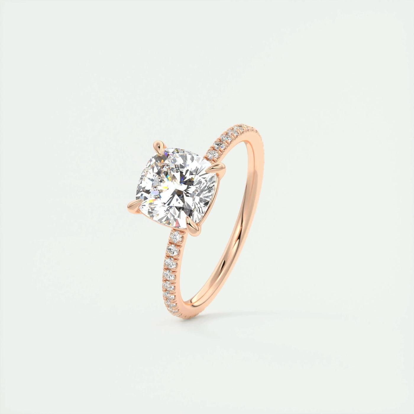 2.15CT Cushion Cut Diamond Pave Moissanite Engagement Ring