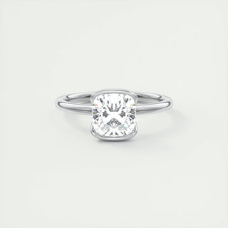2.15CT Half Bezel Cushion Cut Diamond Moissanite Engagement Ring