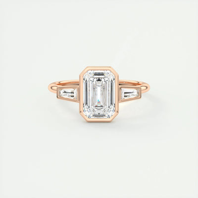 2.30CT Emerald Cut Three Stone Moissanite Diamond Engagement Ring