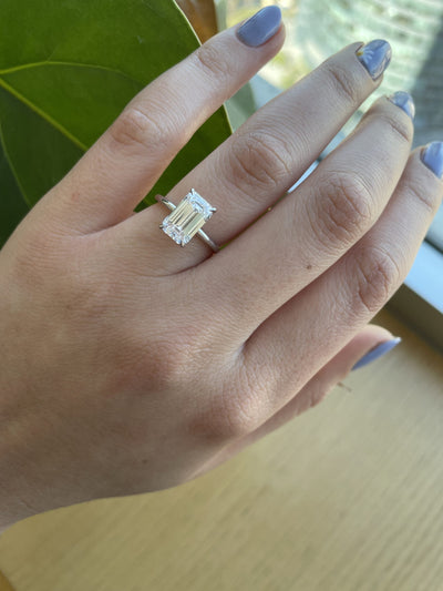 2.6ct Emerald D- VVS2 Lag Grown Diamond Solitaire Engagement Ring