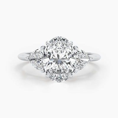 2.7ct Oval F-VS Three Stones Lab Grown Diamond Engagement Ring