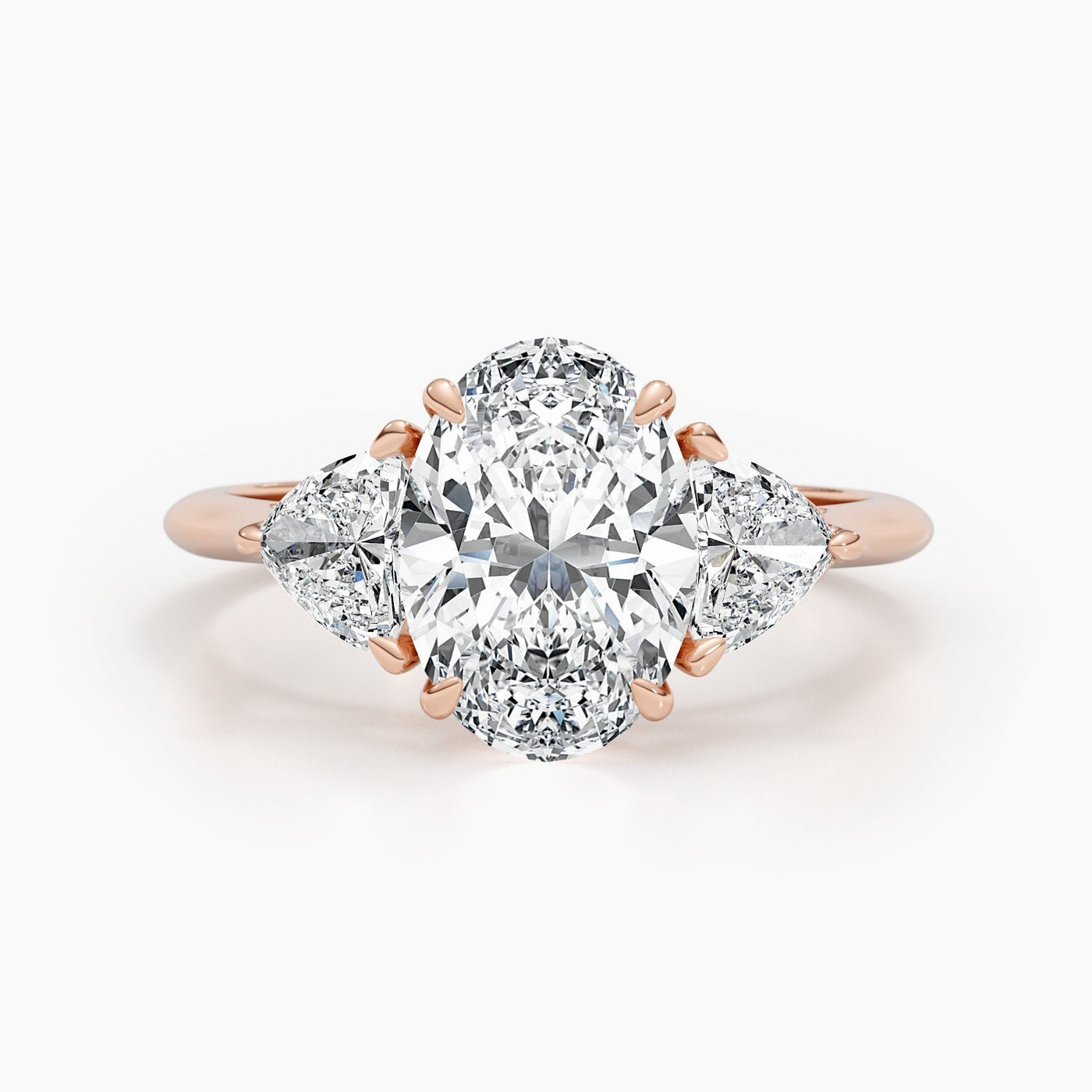 2.7ct Oval F-VS Three Stones Lab Grown Diamond Engagement Ring