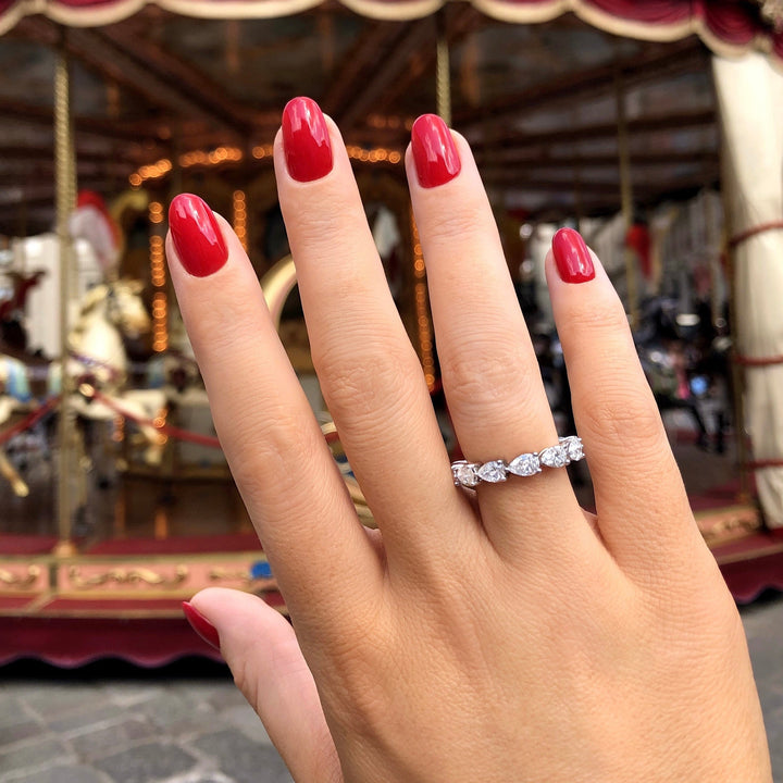 2CT Pear Full Eternity Lab Grown Diamond Wedding Band