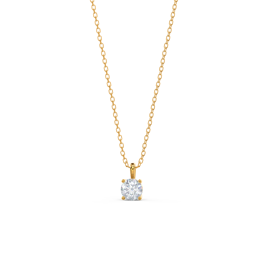 Round Moissanite Solitaire Necklace in Solid Gold