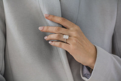 3.50CT Radiant Cut Unique Halo Moissanite Engagement Ring