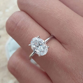 2.0ct Oval Cut Moissanite Diamond Solitaire Engagement Ring