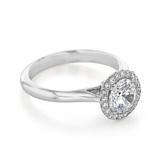 1.0CT Round Cut Thick Band Moissanite Engagement Ring in 18K White Gold