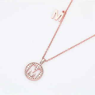 " M " Letter Moissanite Diamond Necklace for Women