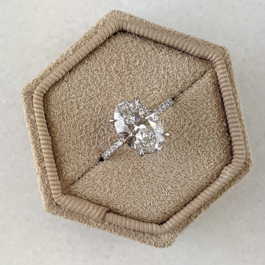 3.05ct Oval D- VS1 Lag Grown Diamond Hidden Halo Engagement Ring