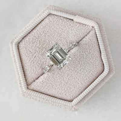 3.2ct Emerald G- VS1 Lag Grown Diamond Dainty Pave Engagement Ring