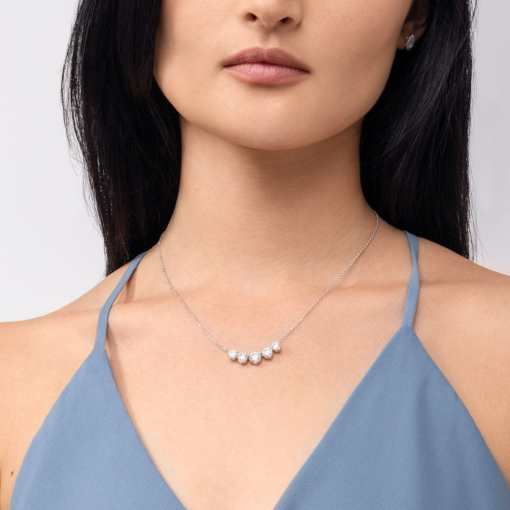 3.50TCW Round F-VS Lab Grown Five Stone Diamond Necklace