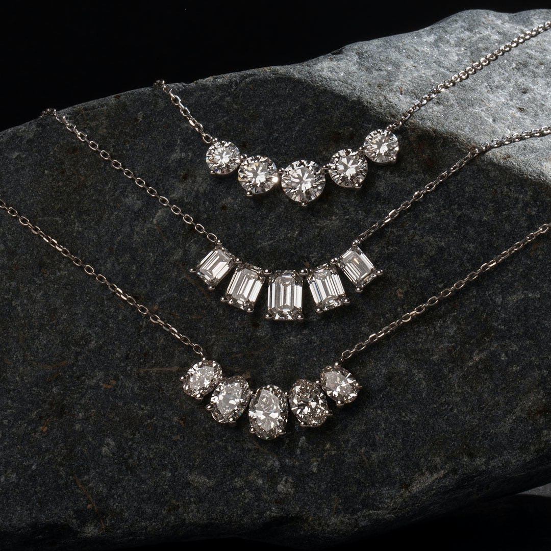 3.50TCW Round F-VS Lab Grown Five Stone Diamond Necklace
