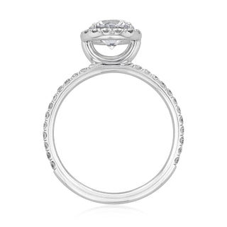 1.0CT Round Cut Halo Moissanite Engagement Ring in 18K White Gold