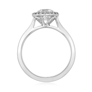 1.0CT Round Cut Thick Band Moissanite Engagement Ring in 18K White Gold