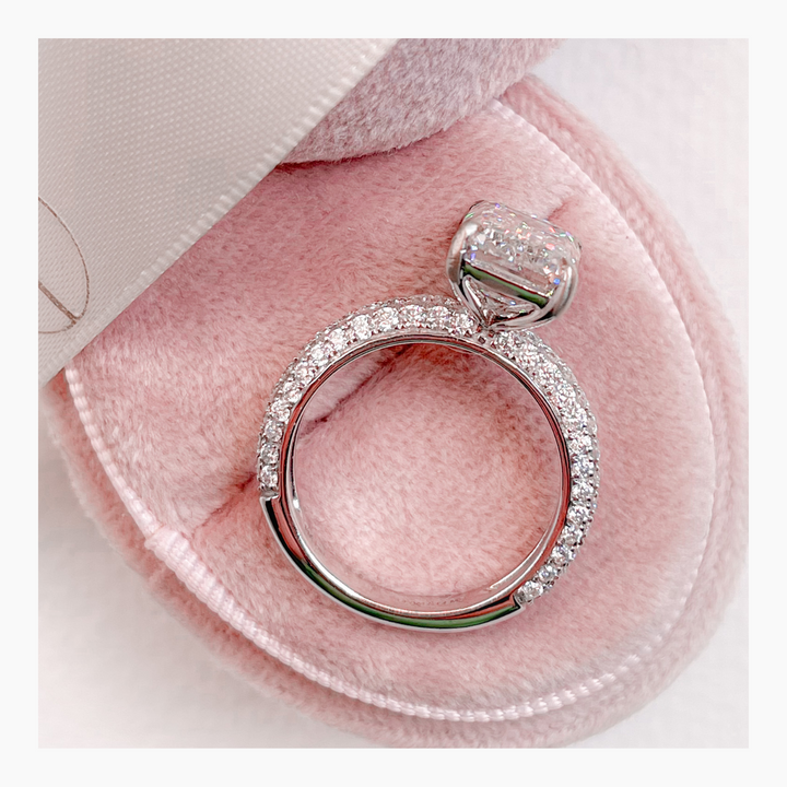 4.5ct Emerald G- VS Pave Lab Grown Diamond Engagement Ring
