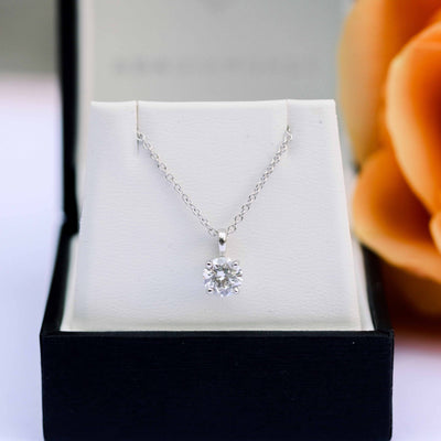 Round Moissanite Solitaire Necklace in Solid Gold