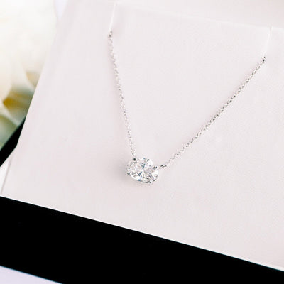 East West Oval Moissanite Solitaire Necklace in Solid Gold