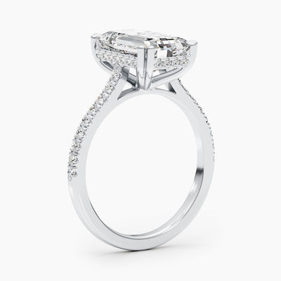 5.02ct Emerald G- VS Lab Grown Diamond Hidden Halo Engagement Ring