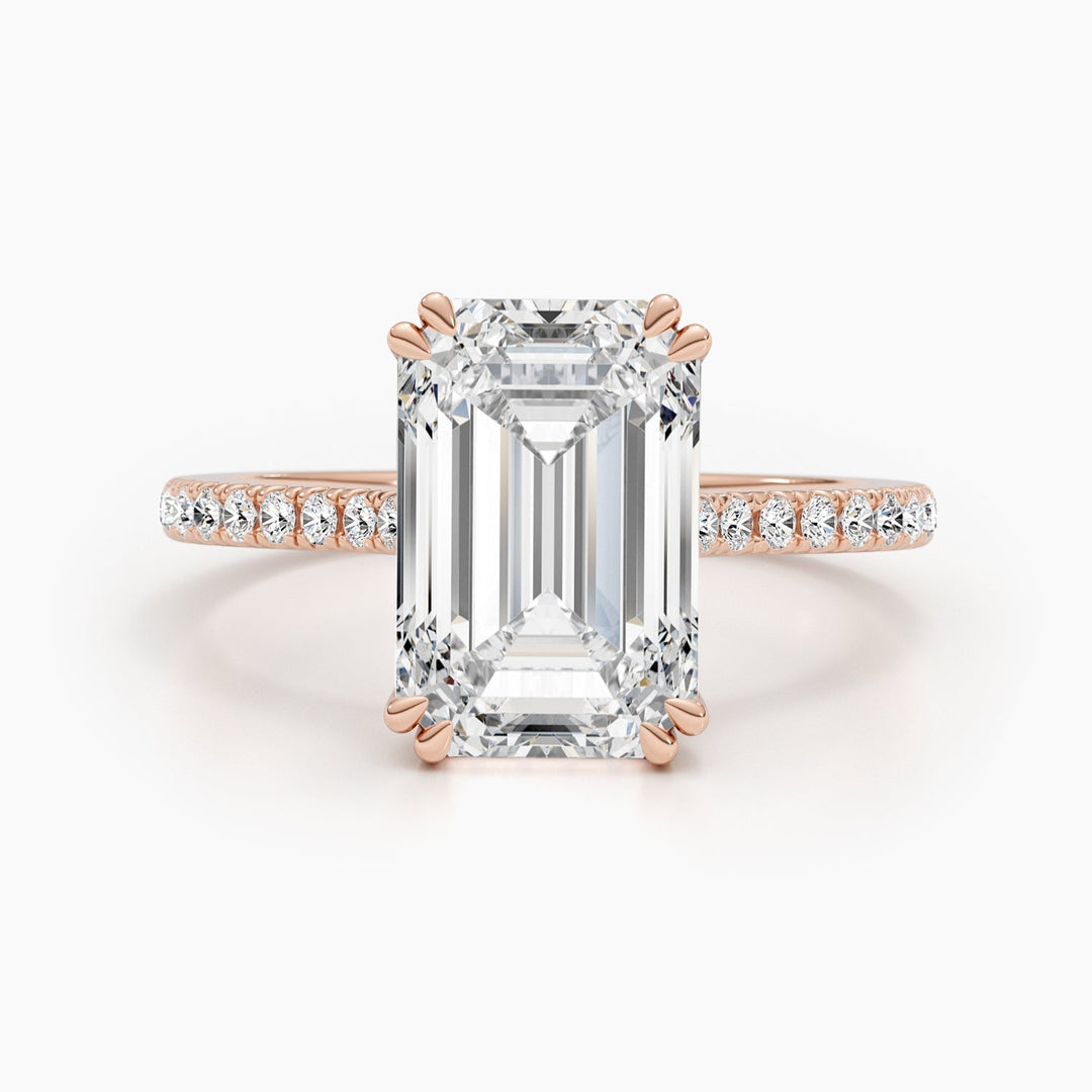 5.02ct Emerald G- VS Lab Grown Diamond Hidden Halo Engagement Ring