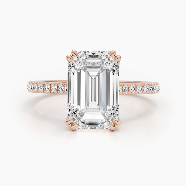 5.02ct Emerald G- VS Lab Grown Diamond Hidden Halo Engagement Ring