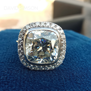 2.50CT Cushion Cut Diamond Moissanite Halo Engagement Ring