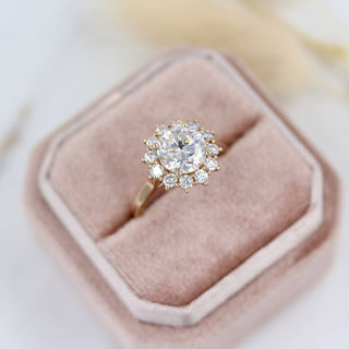 2ct Round Cut Unique Halo Moissanite Diamond Engagement Ring