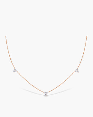 Round Cut Moissanite Diamond Three Stone Necklace for Women