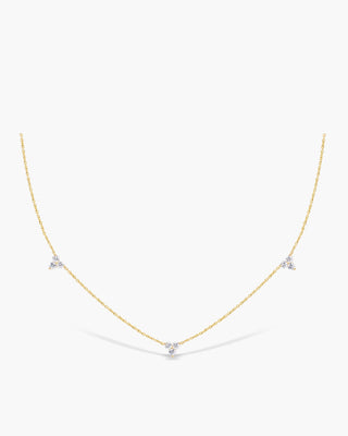 Round Cut Moissanite Diamond Three Stone Necklace for Women