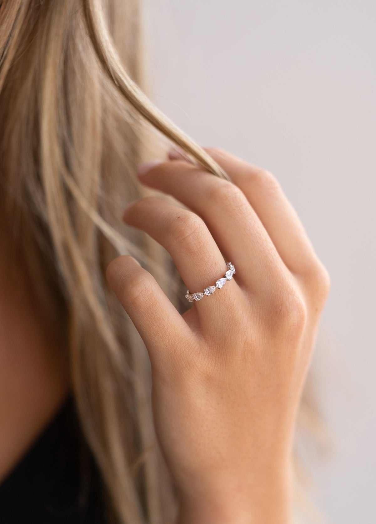 1.11ct Pear Cut Full Eternity Moissanite Diamond Engagement Ring
