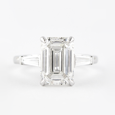 2.30CT Emerald Cut Baguette Moissanite Engagement Ring in 14K White Gold