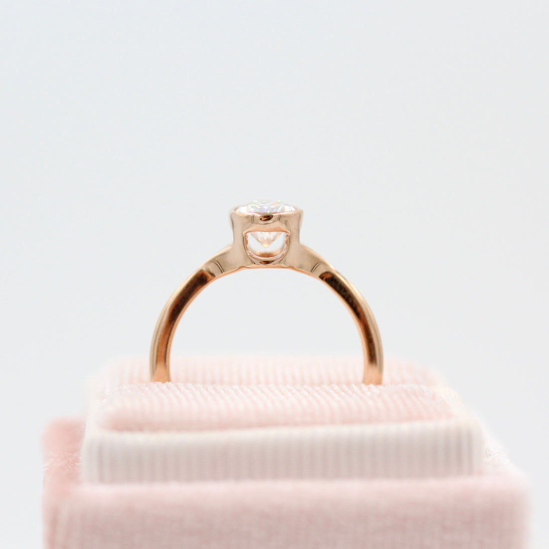 1ct Pear Cut Bezel Solitaire Moissanite Diamond Engagement Ring
