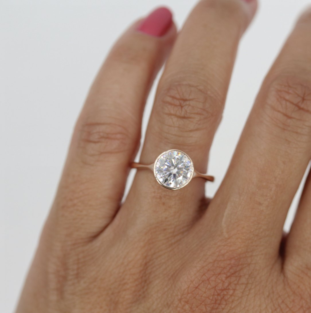 2ct Round Cut Solitaire Moissanite Diamond Engagement Ring