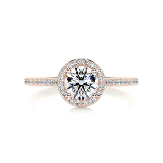 1.0 Carat Round Halo Moissanite Engagement Ring In 18K Solid Yellow Gold