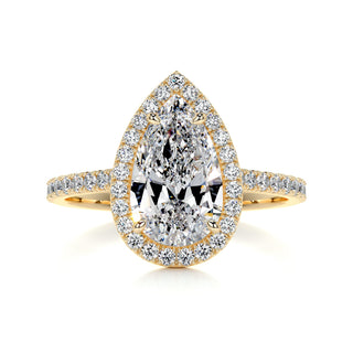 2.0 Carat Pear Cut Halo Moissanite Engagement Ring