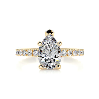 1.5 Carat Pear Cut Pave Moissanite Engagement Ring