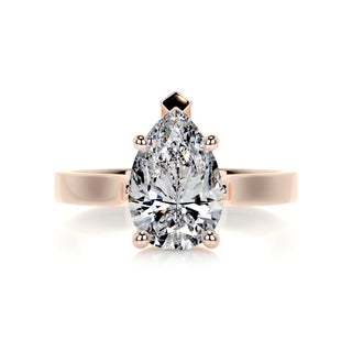 2 Carat Pear Cut Solitaire Moissanite Engagement Ring