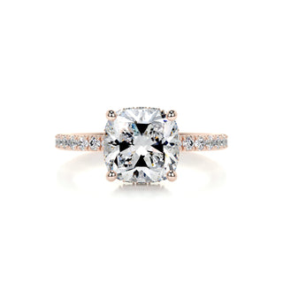 2.0 Carat Cushion Cut Hidden Halo Moissanite Engagement Ring