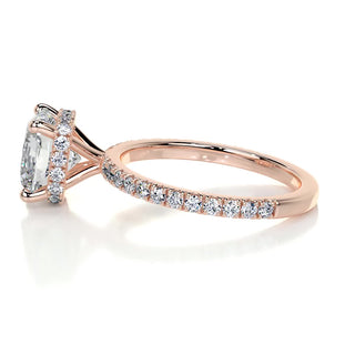 2.0 Carat Cushion Cut Hidden Halo Moissanite Engagement Ring