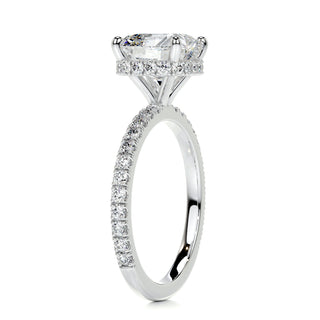 2.0 Carat Cushion Cut Hidden Halo Moissanite Engagement Ring