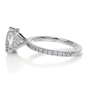 2.0 Carat Cushion Cut Hidden Halo Moissanite Engagement Ring