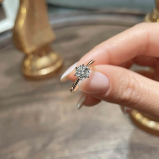 1.0 Carat Round Solitaire Moissanite Engagement Ring